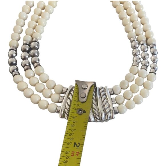 CHAPAL ZENRAY ND Sterling Silver VTG 80S Statement Necklace Multistand - Picture 9 of 15